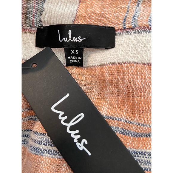 Lulus Striped Double V-Neck Tiered Mini Dress - Dusty Orange - Size XS* WD25 - Picture 11 of 12